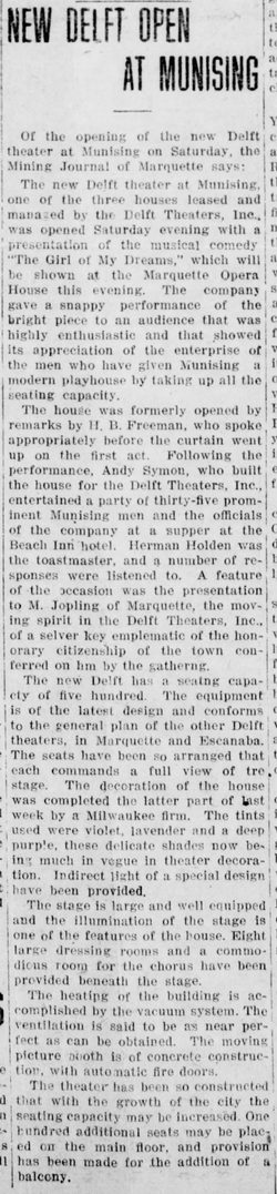 Delft Theatre - 1915 Article On Delft Theatre Opening Mentions Beach Inn (newer photo)